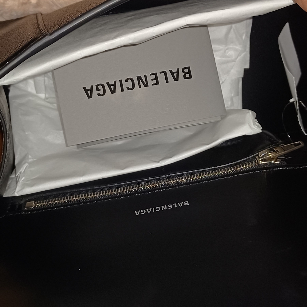 NWT SMALL Balenciaga Hourglass purse Leather Black (Silver not Brass "B") - Picture 8 of 16